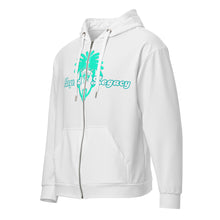 Load image into Gallery viewer, White &amp; Sea Mist Green Unisex zip hoodie
