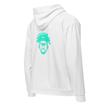 Load image into Gallery viewer, White &amp; Sea Mist Green Unisex zip hoodie
